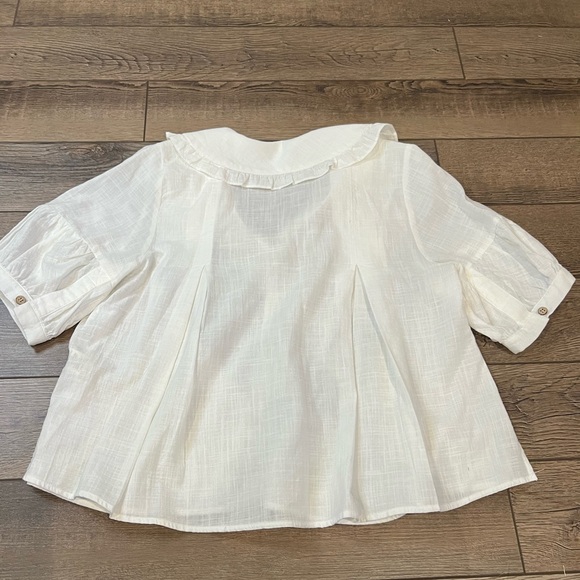 Very J Cream Ruffled Button-Up Blouse - Picture 4 of 4